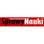Logo portalu "Sprawy Nauki" z białym i czerwonym tekstem.