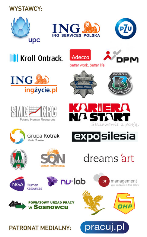 Zestawienie logo różnych firm i instytucji, uczestniczących w wydarzeniu.