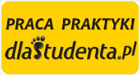Żółta grafika promująca praktyki dla studentów.