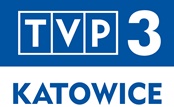 Logo TVP 3 Katowice w niebieskich kolorach.