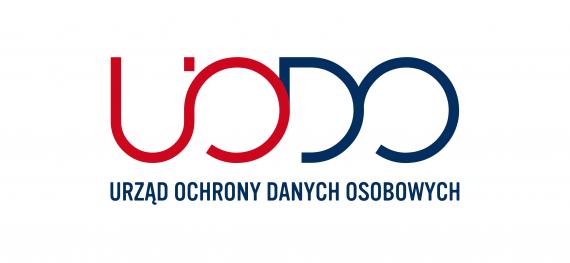 Logo Urzędu Ochrony Danych Osobowych (UODO) w kolorach czerwonym i granatowym.