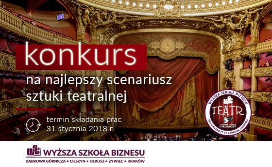Ogłoszenie o konkursie na najlepszy scenariusz sztuki teatralnej.
