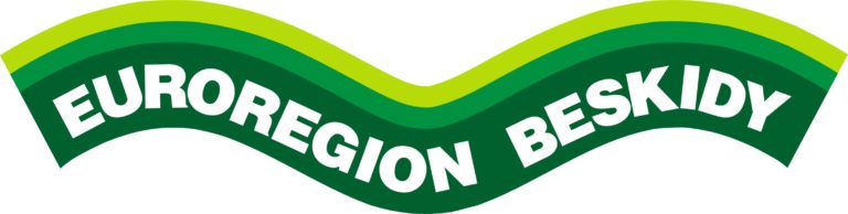 Logo Euroregionu Beskidy w zielonych kolorach z falistym kształtem.