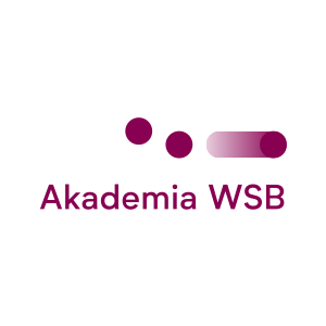 Logo Akademii WSB z kolorowymi kropkami.