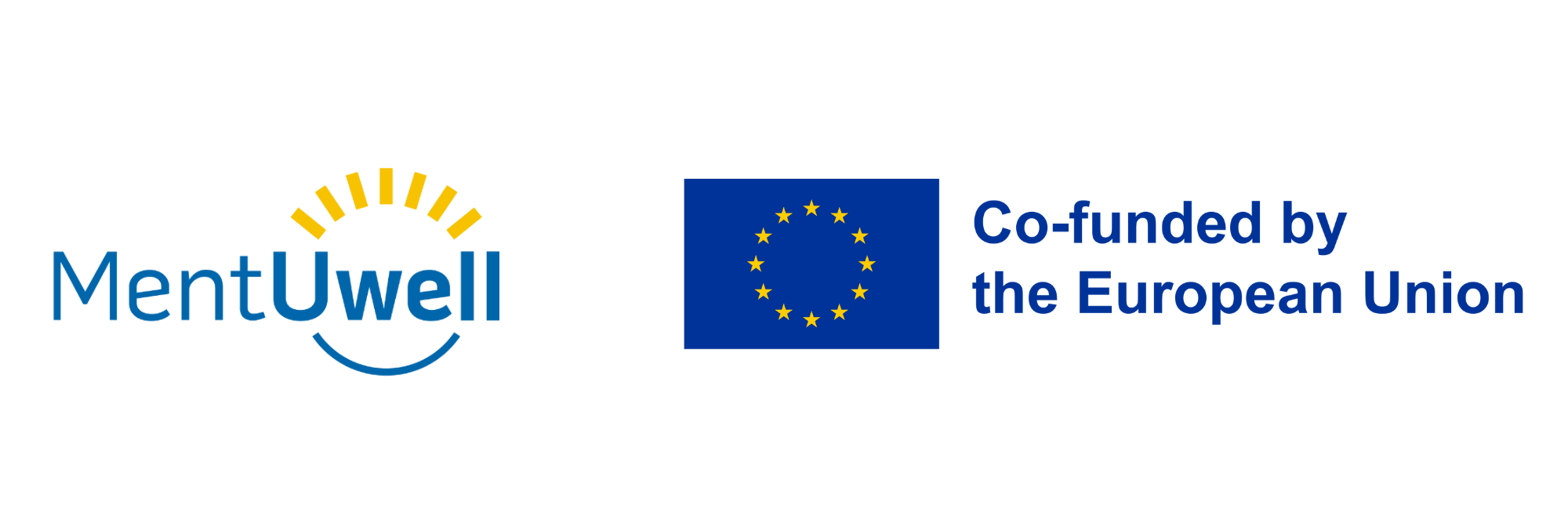 Logotypy projektu "MentUwell" oraz flagi Unii Europejskiej z napisem "Współfinansowane przez Unię Europejską".