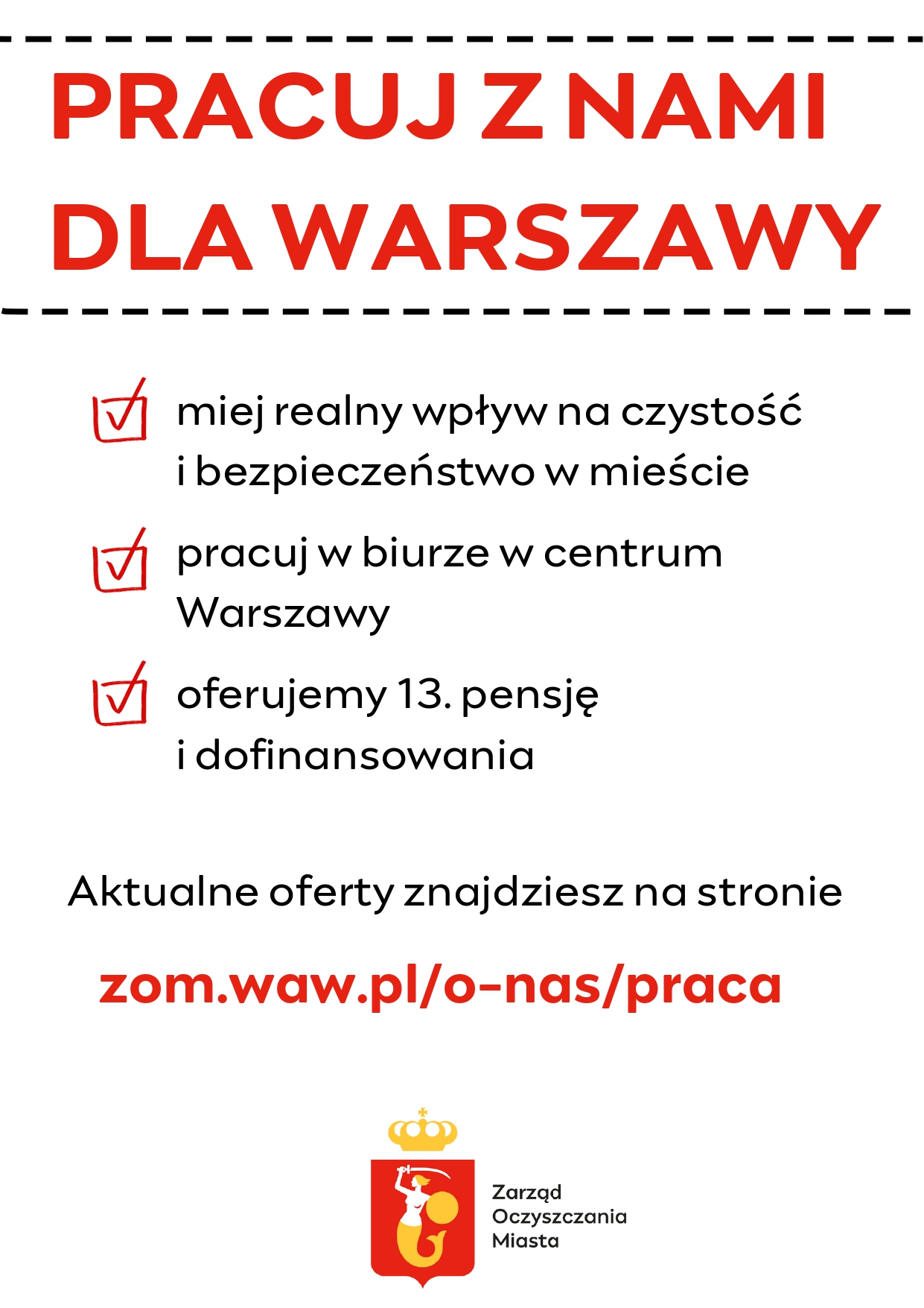 Praca w Zarządzie Oczyszczania Miasta w Warszawie