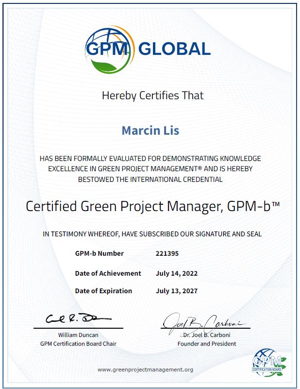 Certyfikaty Green Project Management (GPM) - Akademia WSB