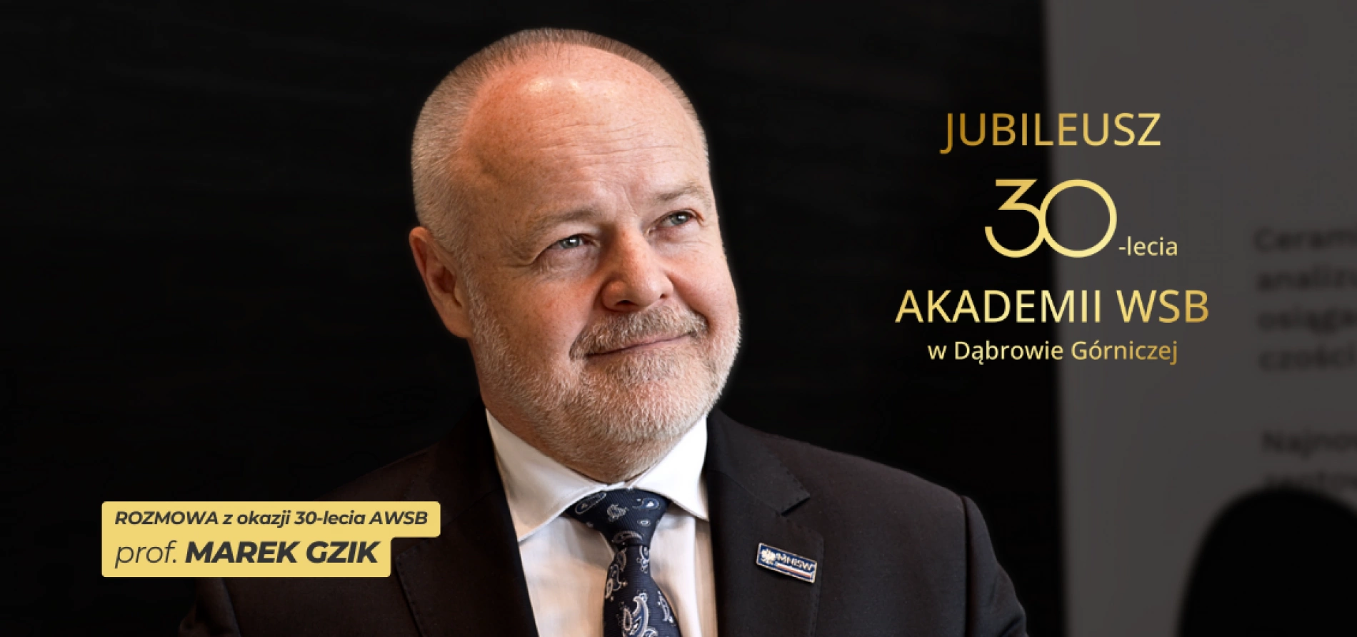 tło: Prof. Marek Gzik z okazji Jubileuszu 30-lecia Akademii WSB