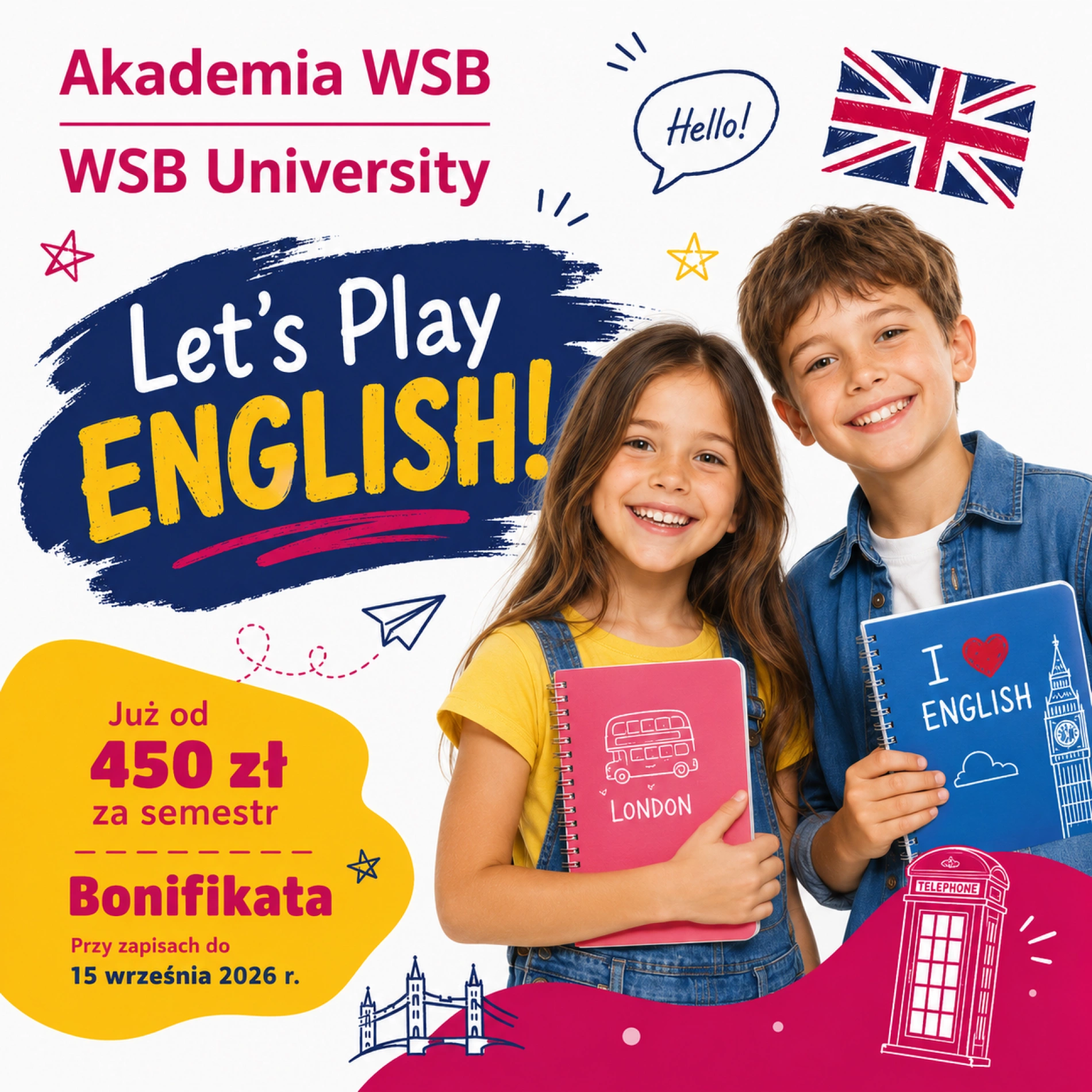 tło: Let's play English! Angielski dla dzieci 6-12 lat!