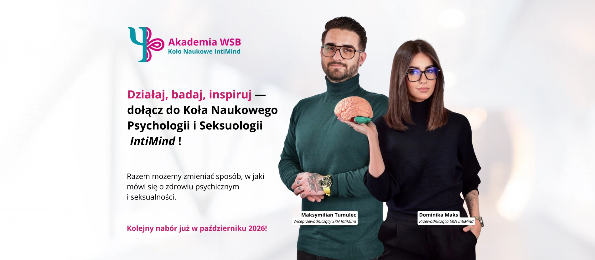 tło: Działaj, badaj, inspiruj &mdash;dołącz do Koła Naukowego Psychologii i Seksuologii IntiMind! 