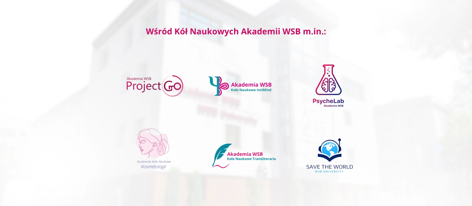 tło: Wśr&oacute;d K&oacute;ł Naukowych Akademii WSB m.in.: