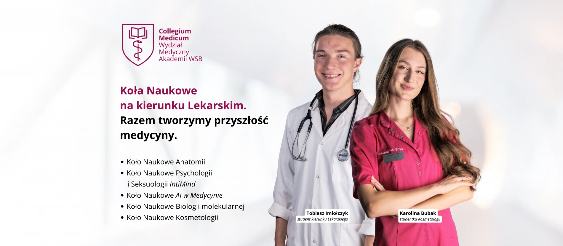 tło: Koła Naukowe  na kierunku Lekarskim. Razem tworzymy przyszłość medycyny.