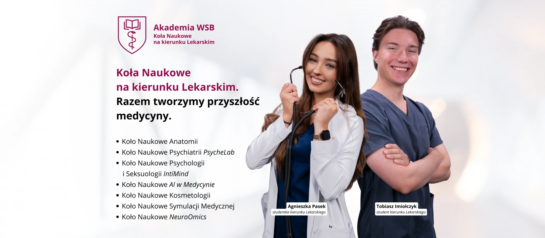 tło: Koła Naukowe  na kierunku Lekarskim. Razem tworzymy przyszłość medycyny.