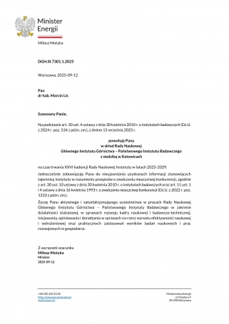 Zdjęcie nr 1 z galerii Nauka wyznacza nowe ścieżki w górnictwie – prof. Marcin Lis w Radzie Naukowej GIG-PIB