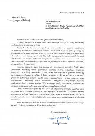 Zdjęcie nr 1 z galerii Inauguracja Roku Akademickiego 2025/2026 - Laudacje 2025 