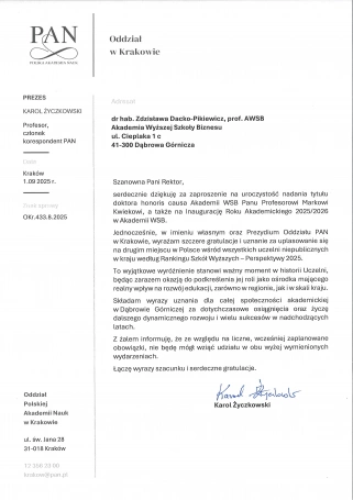 Zdjęcie nr 38 z galerii Inauguracja Roku Akademickiego 2025/2026 - Laudacje 2025 