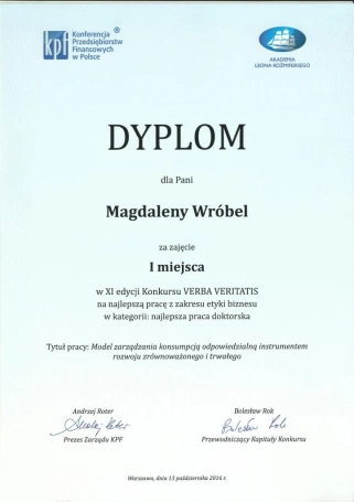 Zdjęcie nr 2 z galerii Pani dr Magdalena Wróbel laureatką XI edycji Konkursu Verba Veritatis na najlepszą rozprawę doktorską