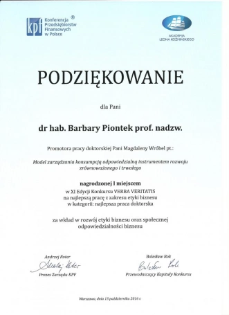 Zdjęcie nr 3 z galerii Pani dr Magdalena Wróbel laureatką XI edycji Konkursu Verba Veritatis na najlepszą rozprawę doktorską