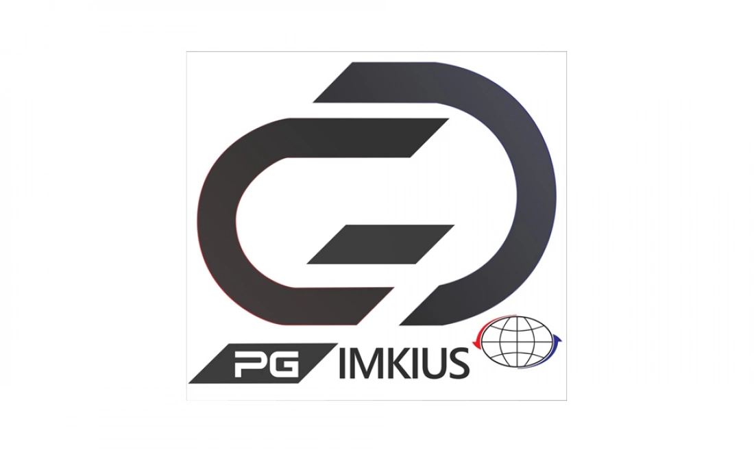 Logo z literami "PG" oraz "IMKIUS", przylegającymi do kształtu globusa.