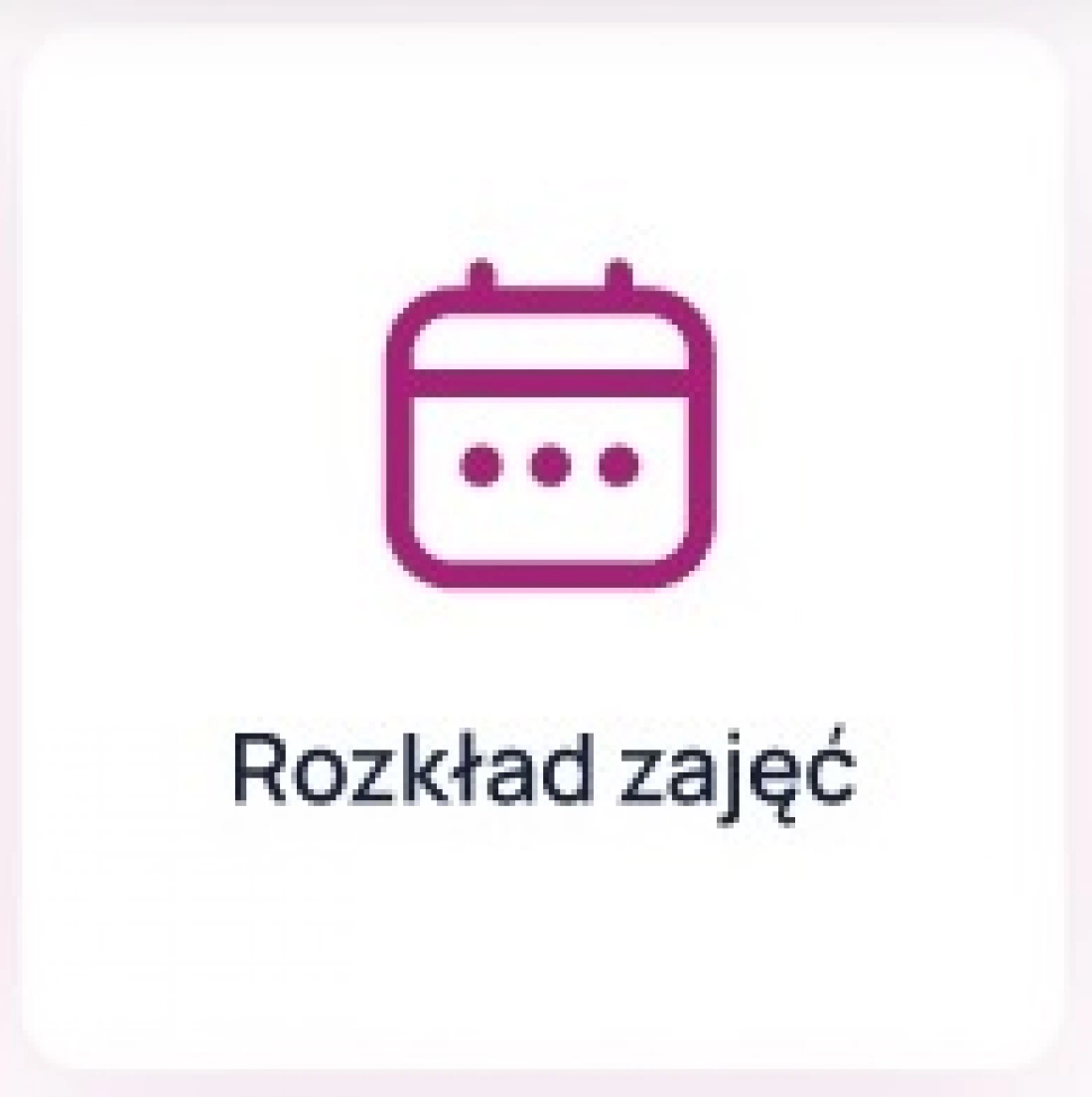Ikona przedstawiająca kalendarz z napisem "Rozkład zajęć".