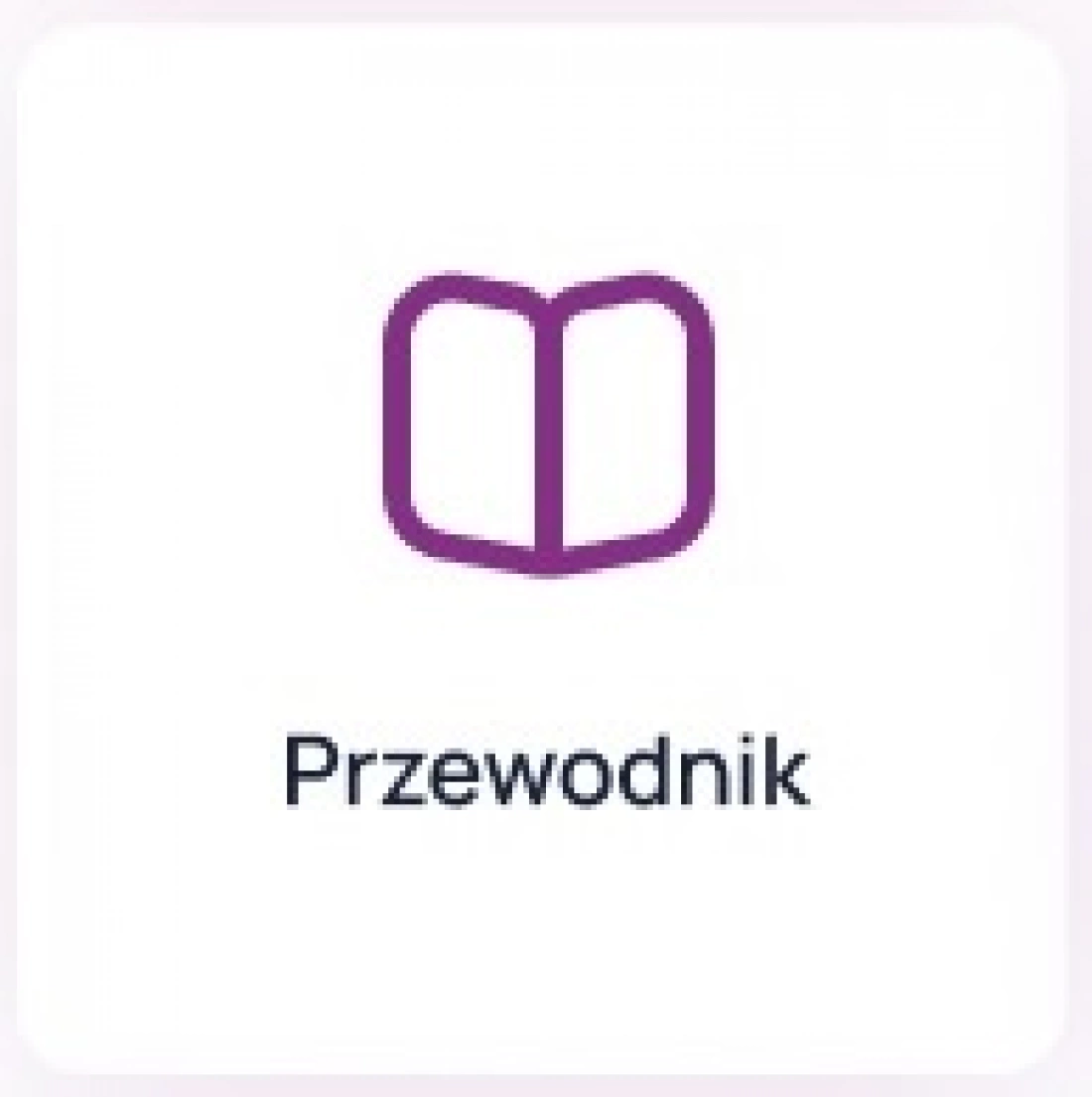 Ikona przedstawiająca otwartą książkę z napisem "Przewodnik" poniżej.