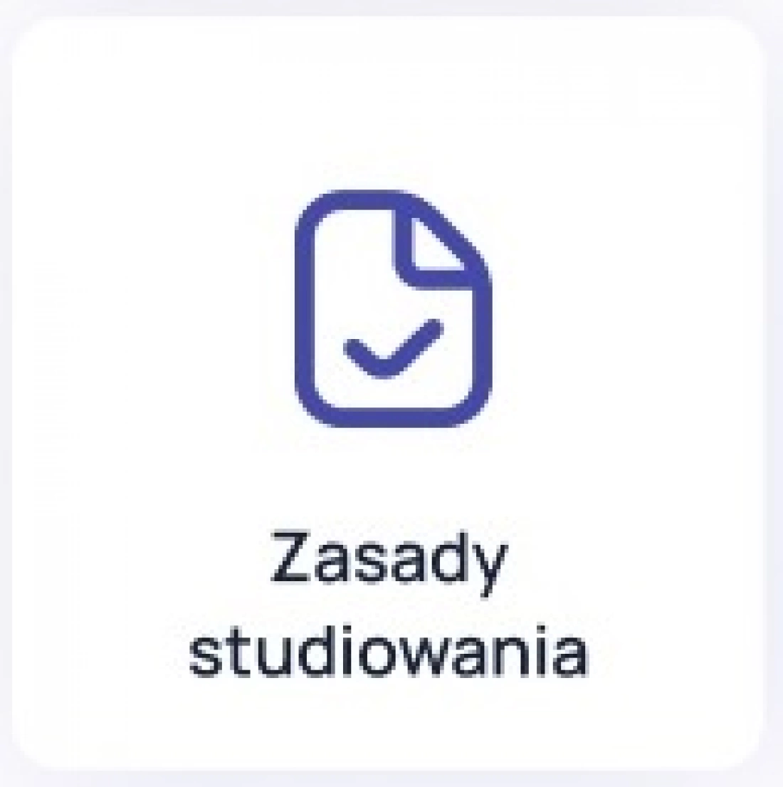 Ikona z dokumentem i napisem „Zasady studiowania”.