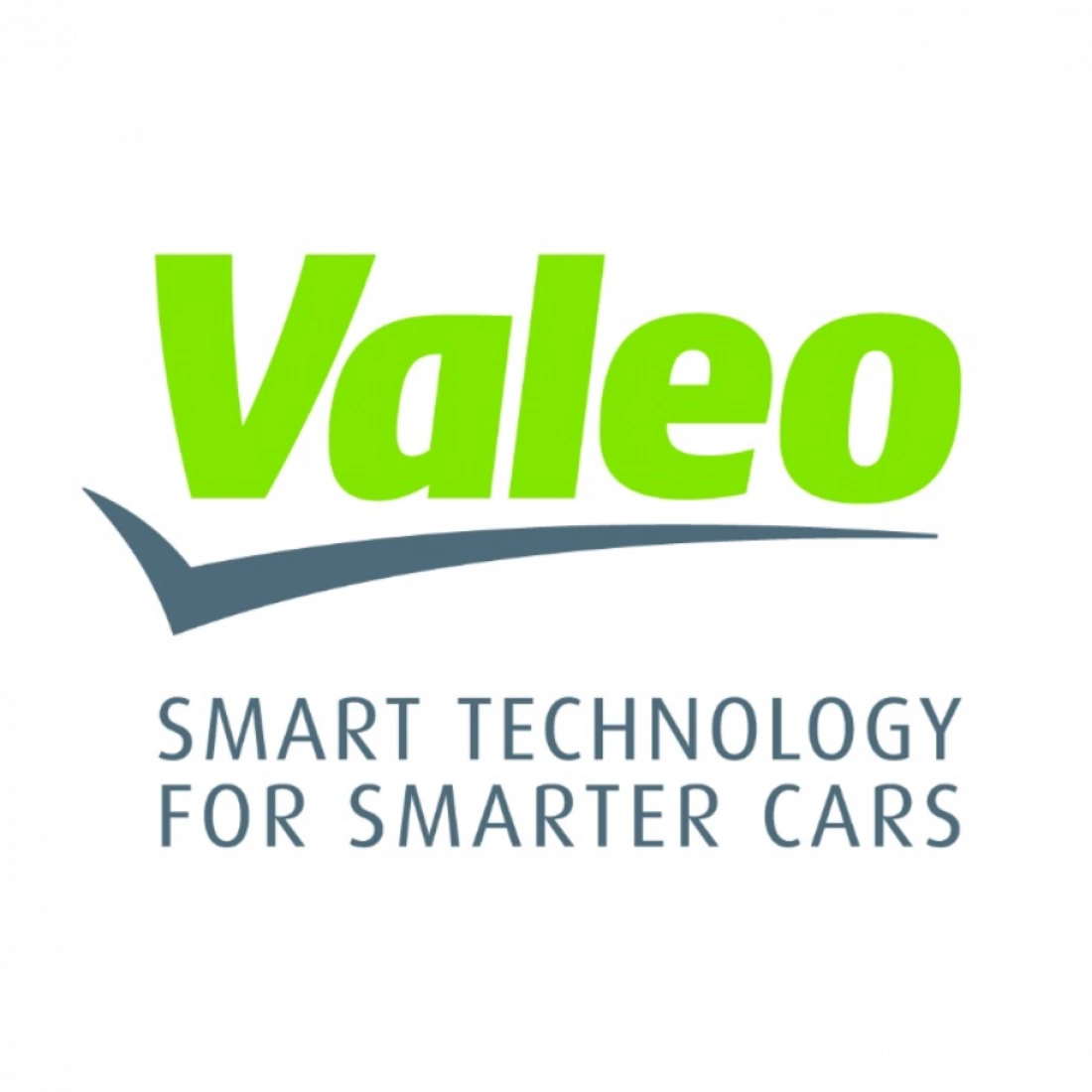 Logo firmy Valeo z hasłem „Inteligentna technologia dla mądrzejszych samochodów”.