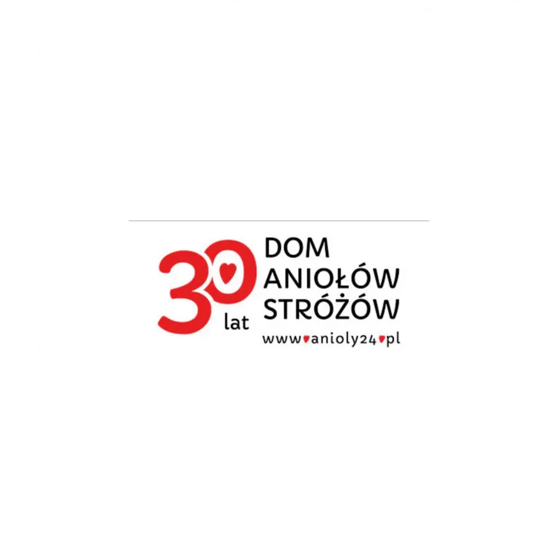 Logo z napisem "30 lat Dom Aniołów Stróżów" i adresem www.anioly24.pl.