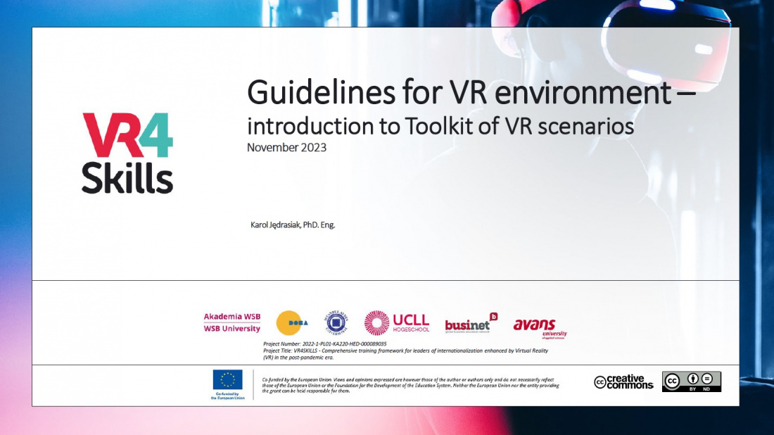 Guidelines for VR Environment - introduction to Toolkit for VR scenarios