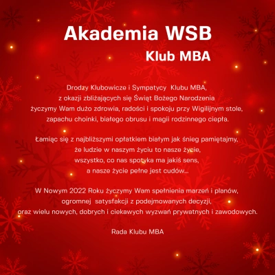 ilustracja aktualności: Wesołych Świąt życzy Klub MBA