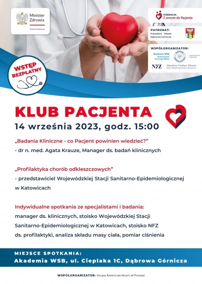 ilustracja aktualności: Zapraszamy na Klub Pacjenta w Akademii WSB