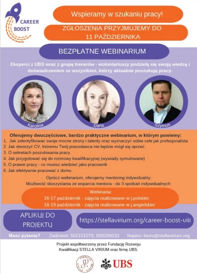 ilustracja aktualności: VIII edycja bezpłatnego projektu - Career Boost