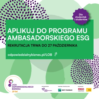 ilustracja aktualności: Otwarty program studencki z obszaru ESG – rusza nabór do 20. edycji Ligi Odpowiedzialnego Biznesu 