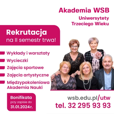 ilustracja aktualności: Zapisy do Uniwersytetu Trzeciego Wieku Akademii WSB