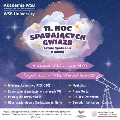 ilustracja aktualności:  XI Noc Spadających Gwiazd Akademii WSB 