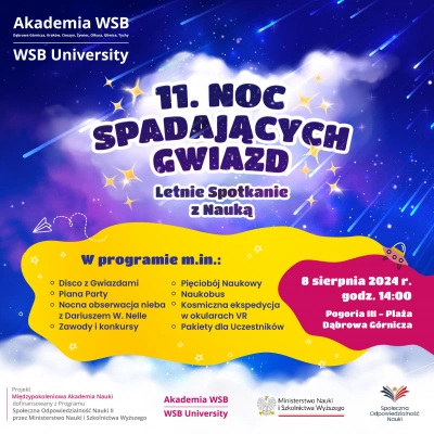 ilustracja aktualności: XI NOC SPADAJĄCYCH GWIAZD AKADEMII WSB