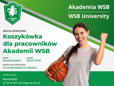 ilustracja aktualności: Zapraszamy wszystkich pracowników Akademii WSB na zajęcia z koszykówki!