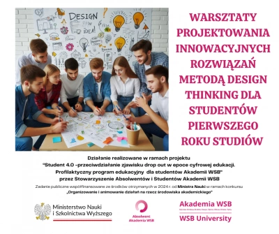 ilustracja aktualności: Warsztaty kreatywne Design Thinking dla studentów I roku studiów w Akademii WSB