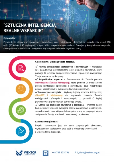 ilustracja aktualności: Projekt „Sztuczna Inteligencja Realne Wsparcie”