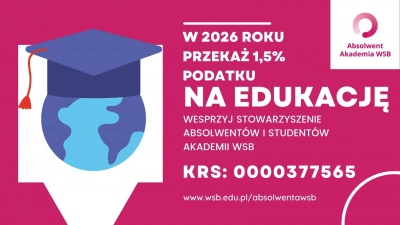 ilustracja aktualności: Wspieraj przyszłość absolwentów i studentów Akademii WSB! Przekaż 1,5% podatku na edukację!