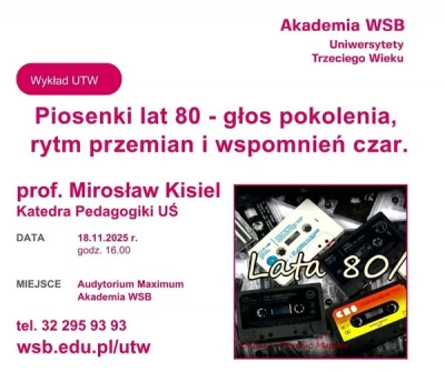 ilustracja aktualności: Ponadczasowe Brzmienia Lat 80 - WYKŁAD UTW! 
