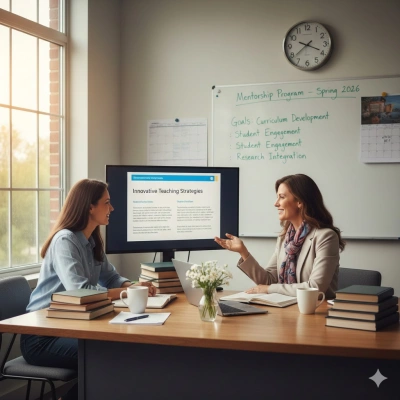 ilustracja aktualności: Zostań Mentorem Dydaktycznym / Mentorką Dydaktyczną w projekcie &bdquo;Teaching Excellence - Program Rozwoju Kadry Dydaktycznej AWSB&rdquo;.
