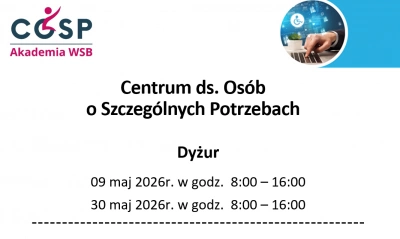 ilustracja aktualności: Harmonogram dyżur&oacute;w COSP