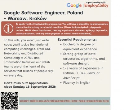 ilustracja aktualności: EmployAbility programme - Software Engineer - Google