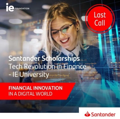 ilustracja aktualności: Darmowe szkolenia online z certyfikatem – Stypendium Santander Tech Revolution In Finance-IE University