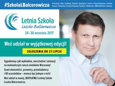 ilustracja aktualności: Letnia #Szkoła Leszka Balcerowicza 2017