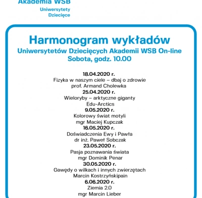 ilustracja aktualności: Sobotnie wykłady wracają! Będziemy On-line