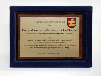 ilustracja aktualności: Podziękowanie dla JM Rektor WSB