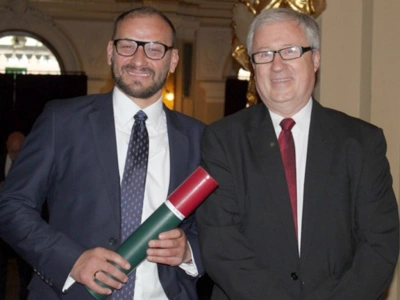 ilustracja aktualności: Promocja habilitacyjna dr hab. inż. Marka Jabłońskiego podczas uroczystości 90-lecia Uniwersytetu Ekonomicznego w  Krakowie