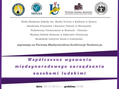 ilustracja aktualności: Międzynarodowa Konferencja Naukowa "Współczesne wyzwania międzynarodowego zarządzania zasobami ludzkimi"